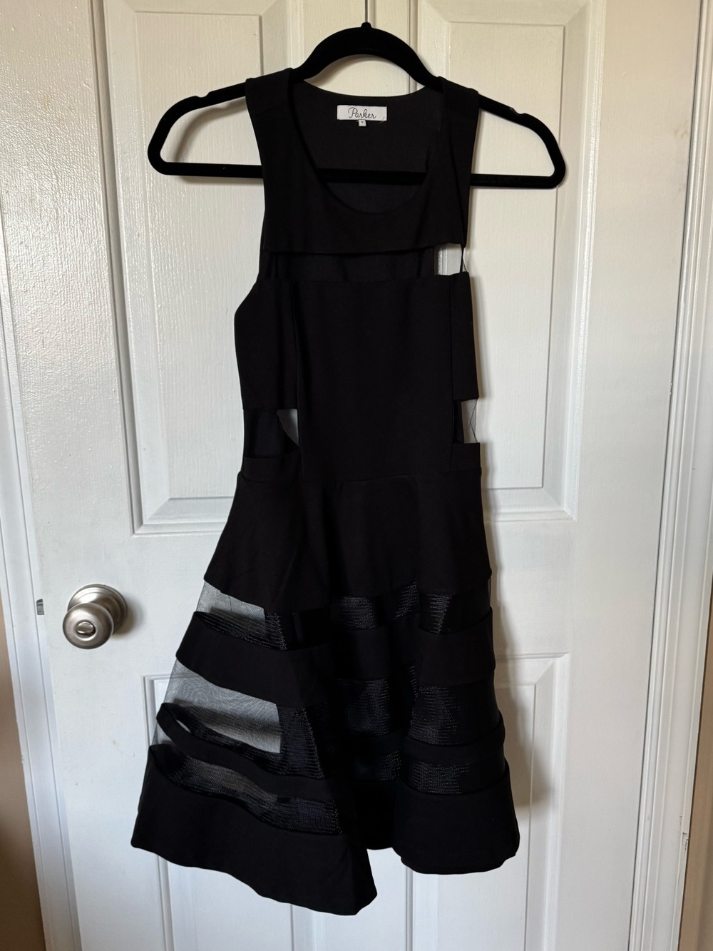 Parker Black Mesh Panel Mini Dress